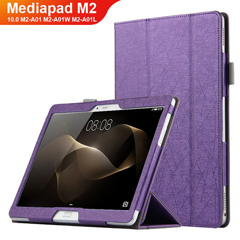 Funda de Cuero Cartera con Soporte L01 para Huawei MediaPad M2 10.0 M2-A01 M2-A01W M2-A01L Morado