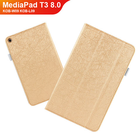 Funda de Cuero Cartera con Soporte L01 para Huawei MediaPad T3 8.0 KOB-W09 KOB-L09 Oro