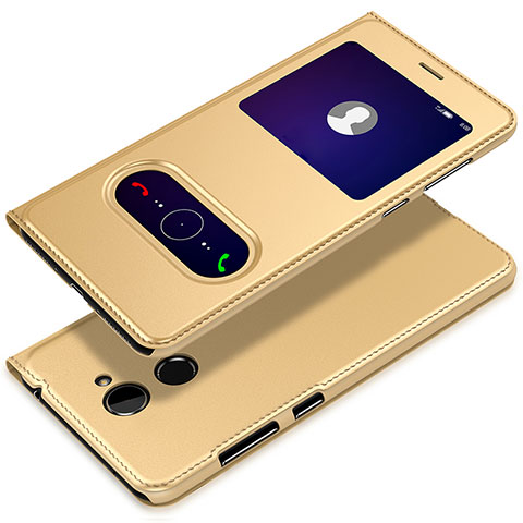 Funda de Cuero Cartera con Soporte L01 para Huawei Y7 Prime Oro