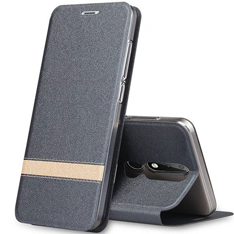 Funda de Cuero Cartera con Soporte L01 para Nokia X5 Gris