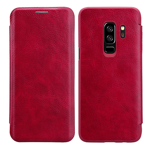 Funda de Cuero Cartera con Soporte L01 para Samsung Galaxy S9 Plus Rojo