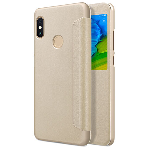 Funda de Cuero Cartera con Soporte L01 para Xiaomi Redmi Note 5 Oro