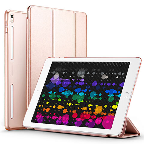 Funda de Cuero Cartera con Soporte L02 para Apple iPad Pro 10.5 Oro Rosa