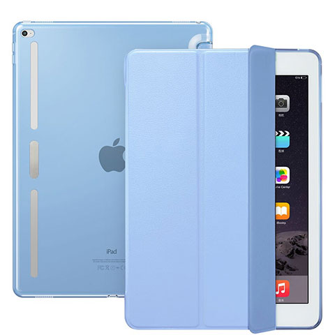 Funda de Cuero Cartera con Soporte L02 para Apple iPad Pro 12.9 Azul Cielo