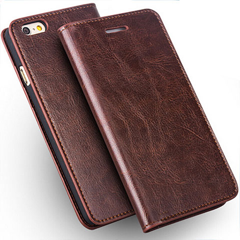 Funda de Cuero Cartera con Soporte L02 para Apple iPhone 6 Marron