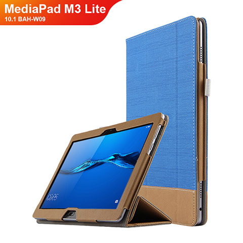 Funda de Cuero Cartera con Soporte L02 para Huawei MediaPad M3 Lite 10.1 BAH-W09 Azul