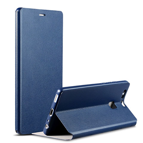 Funda de Cuero Cartera con Soporte L02 para Huawei P9 Azul