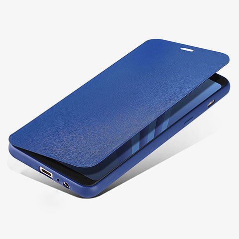 Funda de Cuero Cartera con Soporte L02 para Samsung Galaxy A8 (2018) A530F Azul