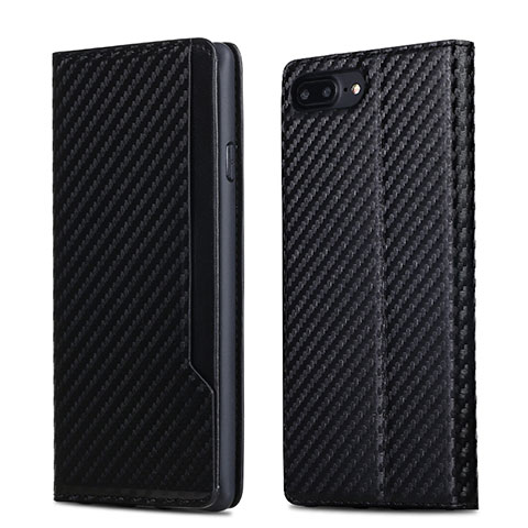 Funda de Cuero Cartera con Soporte L03 para Apple iPhone 7 Plus Negro