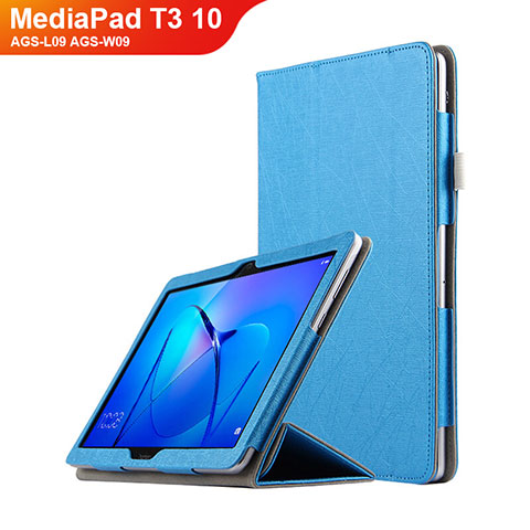 Funda de Cuero Cartera con Soporte L07 para Huawei MediaPad T3 10 AGS-L09 AGS-W09 Azul Cielo