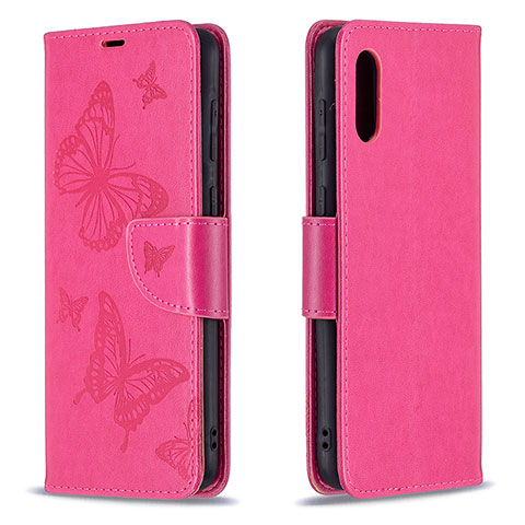 Funda de Cuero Cartera con Soporte Mariposa Carcasa B01F para Samsung Galaxy A02 Rosa Roja