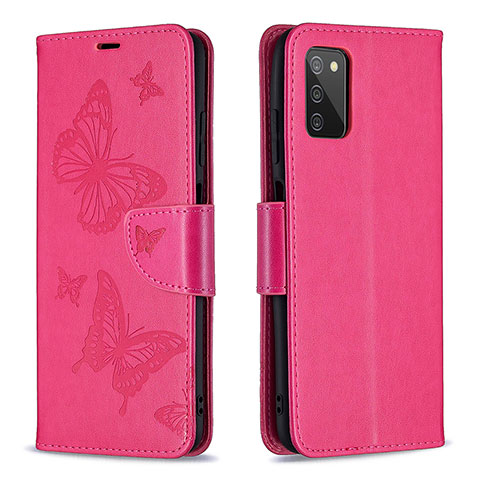 Funda de Cuero Cartera con Soporte Mariposa Carcasa B01F para Samsung Galaxy A03s Rosa Roja