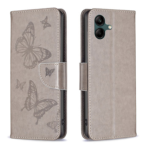 Funda de Cuero Cartera con Soporte Mariposa Carcasa B01F para Samsung Galaxy A04 4G Gris