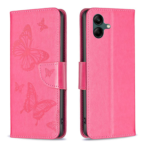 Funda de Cuero Cartera con Soporte Mariposa Carcasa B01F para Samsung Galaxy A04 4G Rosa Roja