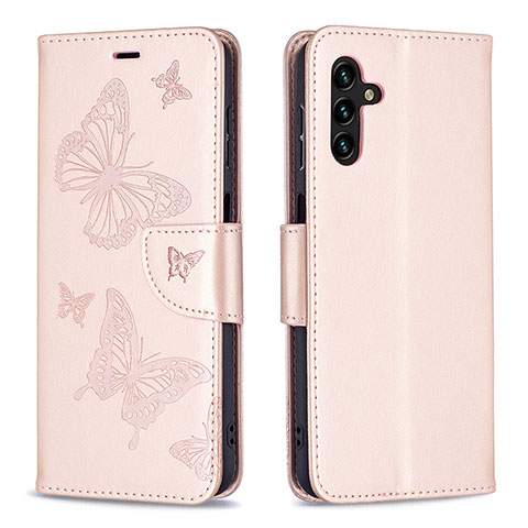 Funda de Cuero Cartera con Soporte Mariposa Carcasa B01F para Samsung Galaxy A04s Oro Rosa