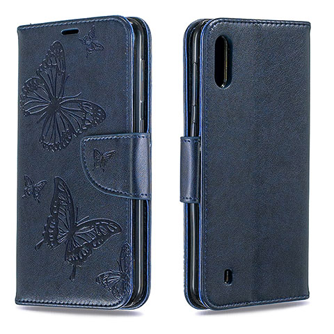 Funda de Cuero Cartera con Soporte Mariposa Carcasa B01F para Samsung Galaxy A10 Azul