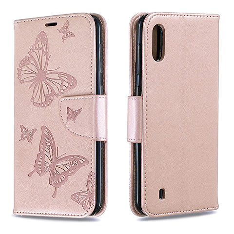 Funda de Cuero Cartera con Soporte Mariposa Carcasa B01F para Samsung Galaxy A10 Oro Rosa