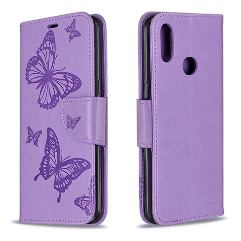 Funda de Cuero Cartera con Soporte Mariposa Carcasa B01F para Samsung Galaxy A10s Purpura Claro