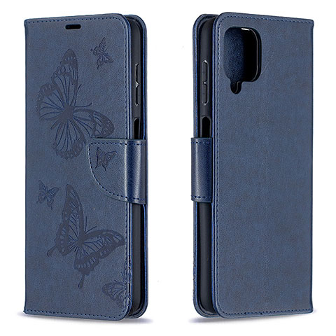 Funda de Cuero Cartera con Soporte Mariposa Carcasa B01F para Samsung Galaxy A12 5G Azul