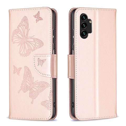 Funda de Cuero Cartera con Soporte Mariposa Carcasa B01F para Samsung Galaxy A13 4G Purpura Claro