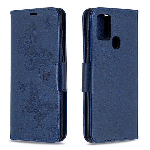 Funda de Cuero Cartera con Soporte Mariposa Carcasa B01F para Samsung Galaxy A21s Azul