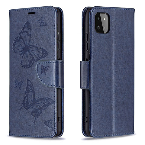 Funda de Cuero Cartera con Soporte Mariposa Carcasa B01F para Samsung Galaxy A22s 5G Azul