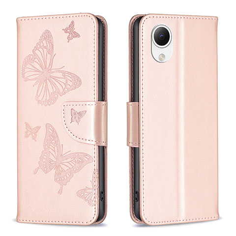 Funda de Cuero Cartera con Soporte Mariposa Carcasa B01F para Samsung Galaxy A23 5G SC-56C Oro Rosa