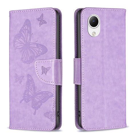 Funda de Cuero Cartera con Soporte Mariposa Carcasa B01F para Samsung Galaxy A23 5G SC-56C Purpura Claro