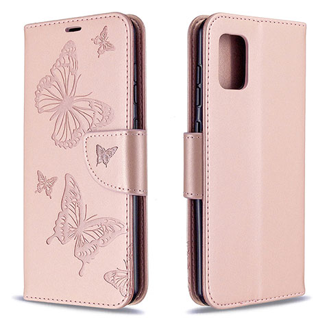 Funda de Cuero Cartera con Soporte Mariposa Carcasa B01F para Samsung Galaxy A31 Oro Rosa