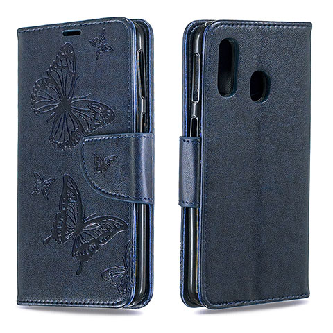 Funda de Cuero Cartera con Soporte Mariposa Carcasa B01F para Samsung Galaxy A40 Azul