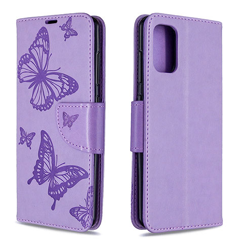 Funda de Cuero Cartera con Soporte Mariposa Carcasa B01F para Samsung Galaxy A41 Purpura Claro