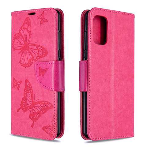 Funda de Cuero Cartera con Soporte Mariposa Carcasa B01F para Samsung Galaxy A41 Rosa Roja