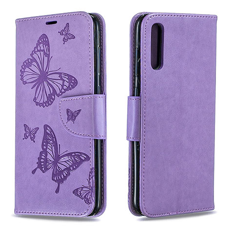 Funda de Cuero Cartera con Soporte Mariposa Carcasa B01F para Samsung Galaxy A70 Purpura Claro