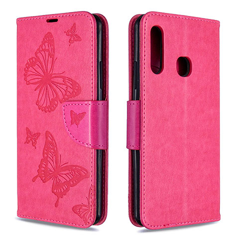 Funda de Cuero Cartera con Soporte Mariposa Carcasa B01F para Samsung Galaxy A70E Rosa Roja