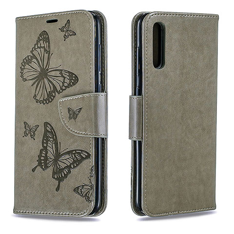 Funda de Cuero Cartera con Soporte Mariposa Carcasa B01F para Samsung Galaxy A70S Gris