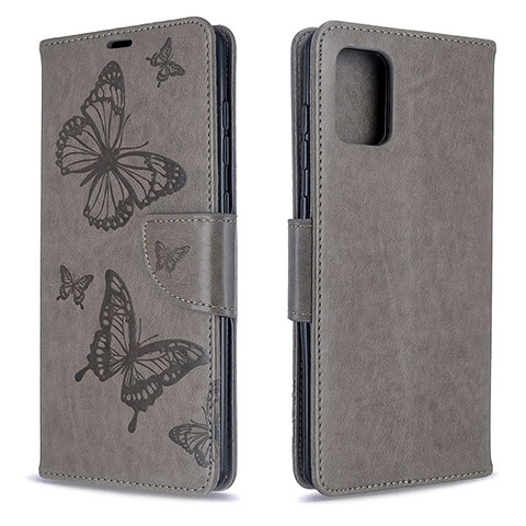 Funda de Cuero Cartera con Soporte Mariposa Carcasa B01F para Samsung Galaxy A71 4G A715 Gris