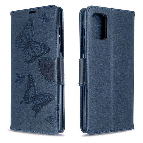 Funda de Cuero Cartera con Soporte Mariposa Carcasa B01F para Samsung Galaxy A71 5G Azul