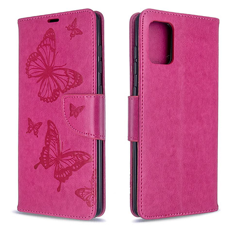 Funda de Cuero Cartera con Soporte Mariposa Carcasa B01F para Samsung Galaxy A71 5G Rosa Roja