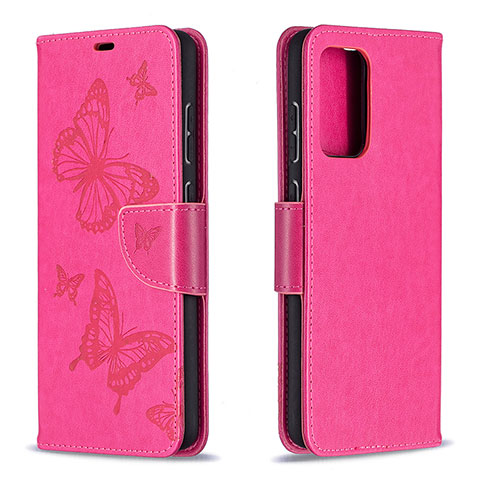 Funda de Cuero Cartera con Soporte Mariposa Carcasa B01F para Samsung Galaxy A72 4G Rosa Roja