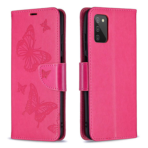 Funda de Cuero Cartera con Soporte Mariposa Carcasa B01F para Samsung Galaxy F02S SM-E025F Rosa Roja