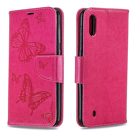 Funda de Cuero Cartera con Soporte Mariposa Carcasa B01F para Samsung Galaxy M10 Rosa Roja