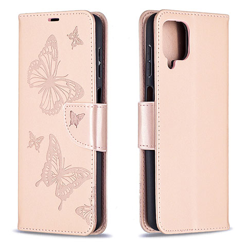 Funda de Cuero Cartera con Soporte Mariposa Carcasa B01F para Samsung Galaxy M12 Oro Rosa