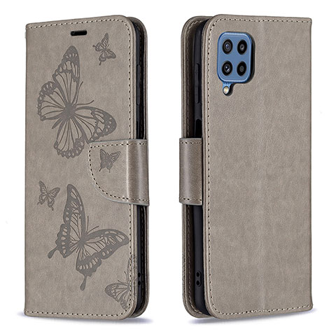 Funda de Cuero Cartera con Soporte Mariposa Carcasa B01F para Samsung Galaxy M32 4G Gris