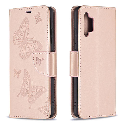 Funda de Cuero Cartera con Soporte Mariposa Carcasa B01F para Samsung Galaxy M32 5G Oro Rosa