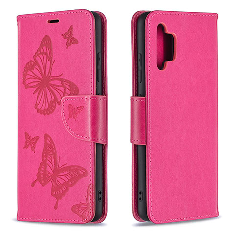 Funda de Cuero Cartera con Soporte Mariposa Carcasa B01F para Samsung Galaxy M32 5G Rosa Roja