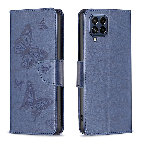 Funda de Cuero Cartera con Soporte Mariposa Carcasa B01F para Samsung Galaxy M53 5G Azul