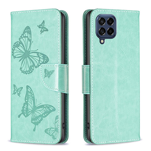 Funda de Cuero Cartera con Soporte Mariposa Carcasa B01F para Samsung Galaxy M53 5G Verde