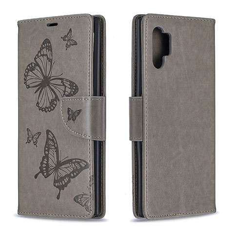 Funda de Cuero Cartera con Soporte Mariposa Carcasa B01F para Samsung Galaxy Note 10 Plus 5G Gris