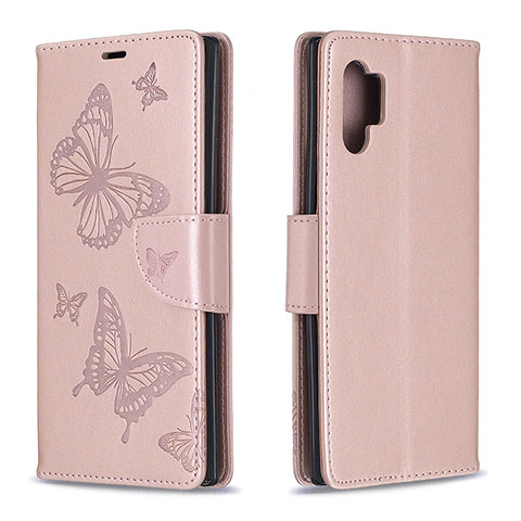 Funda de Cuero Cartera con Soporte Mariposa Carcasa B01F para Samsung Galaxy Note 10 Plus 5G Oro Rosa