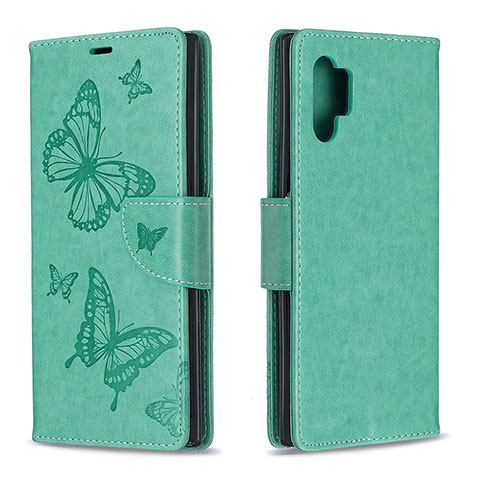 Funda de Cuero Cartera con Soporte Mariposa Carcasa B01F para Samsung Galaxy Note 10 Plus 5G Verde